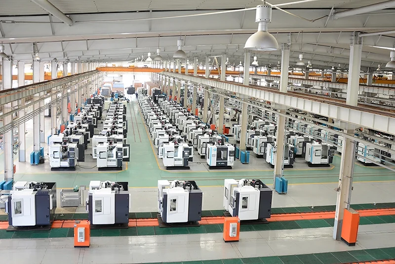 Rows of DMTG machining centers on the assembly floor
